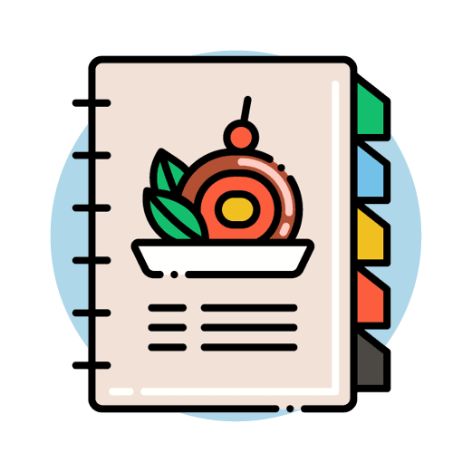 icon of a recipe book to represent the weekly recipes for csa members
