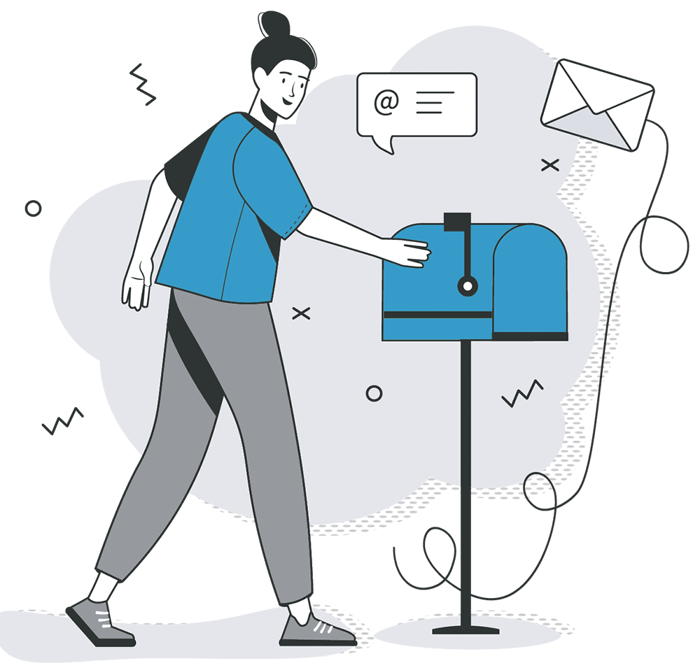 illustration of a woman checking the mailbox for new mail