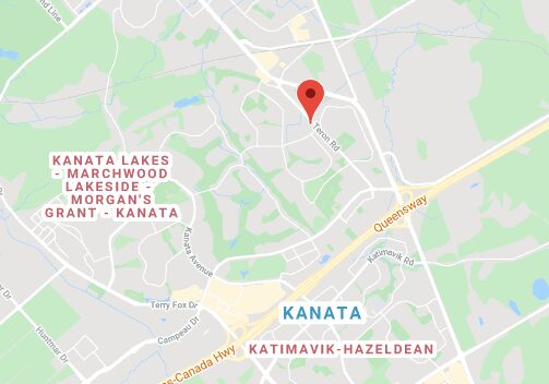 Map of CSA pick up location in Kanata, Ottawa for organic vegetable boxes